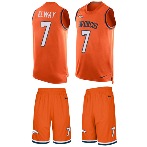 Nike Broncos #7 John Elway Orange Team Color Men's Stitched NFL Limited Tank Top Suit Jersey - Click Image to Close